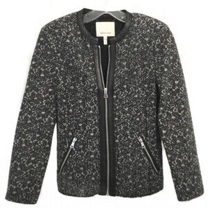 Rebecca Taylor Leather Trim Lace w Zipper Blazer